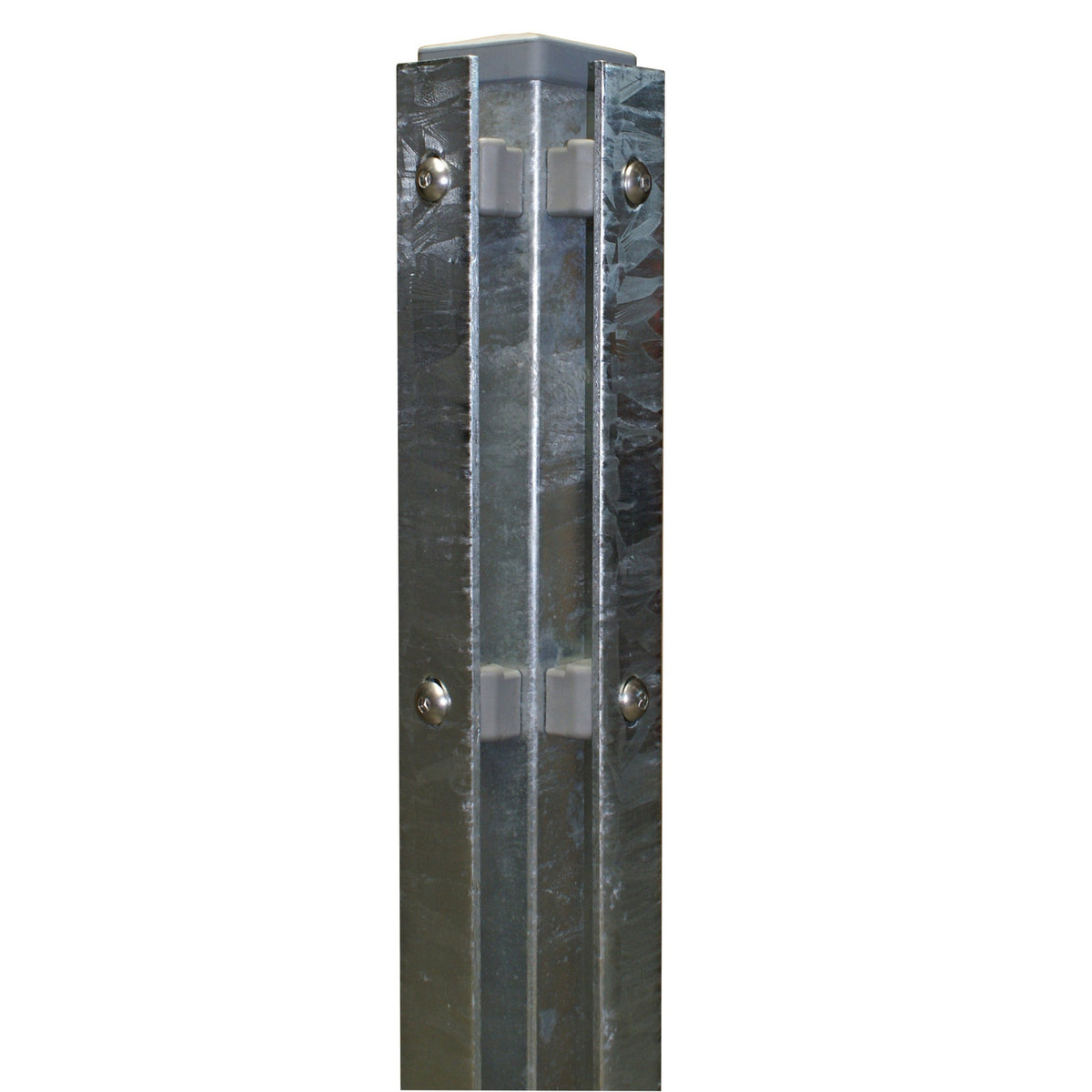 Eckpfosten-Profil 60 × 60 mm mit Flacheisenleiste, feuerverzinkt – Detailansicht