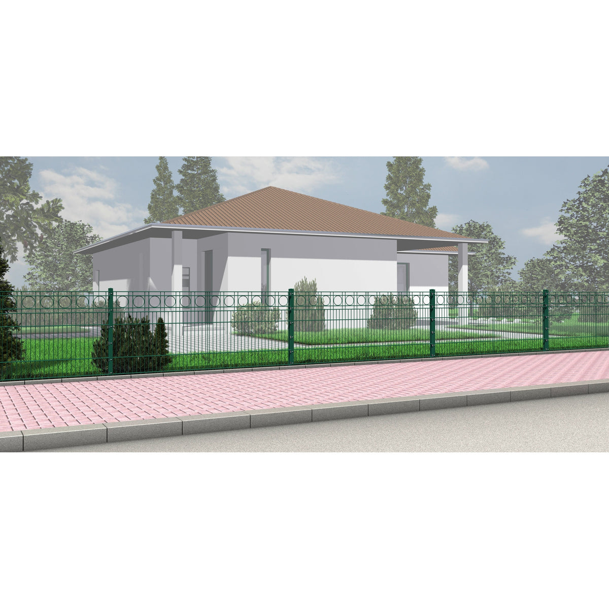 Vorgarten Dekorschmuckmatte Kreis in Moosgrün RAL 6005