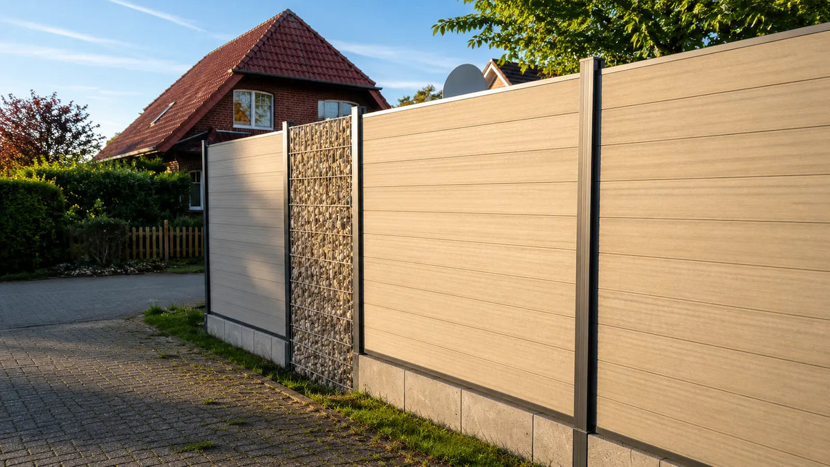 WPC-Sichtschutzzaun in Holzoptik im Garten