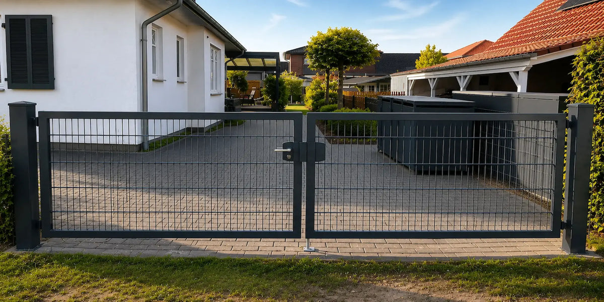 Zauntor als Grundstückszufahrt in einer Zaunanlage