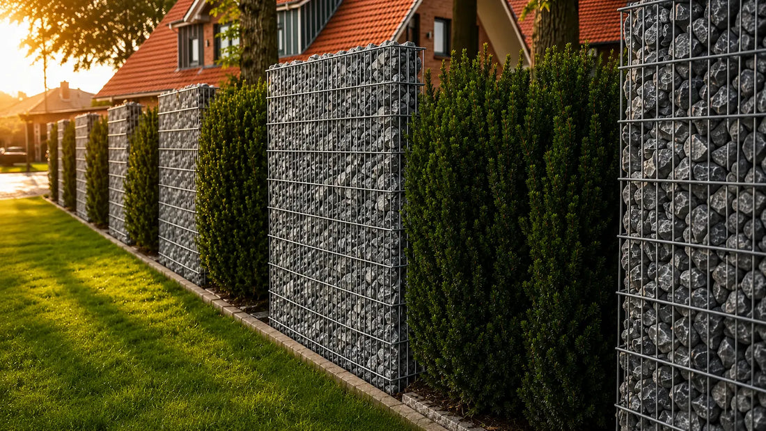 Gabionen an der Grundstücksgrenze