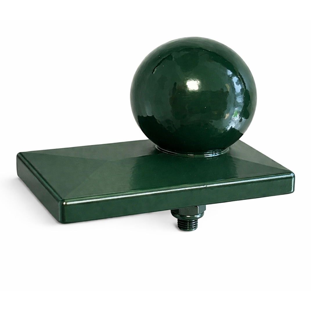 Kugelkappe Pfosten 60×40 mm mit Überstand Moosgrün RAL 6005