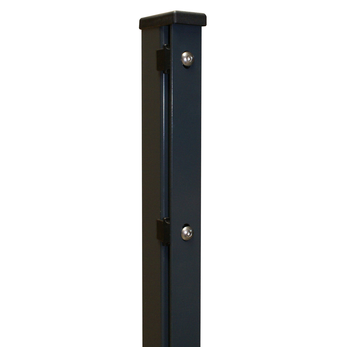 Flacheisenleiste am Zaunpfosten 60 × 40 mm in Anthrazit RAL 7016 – Detailansicht