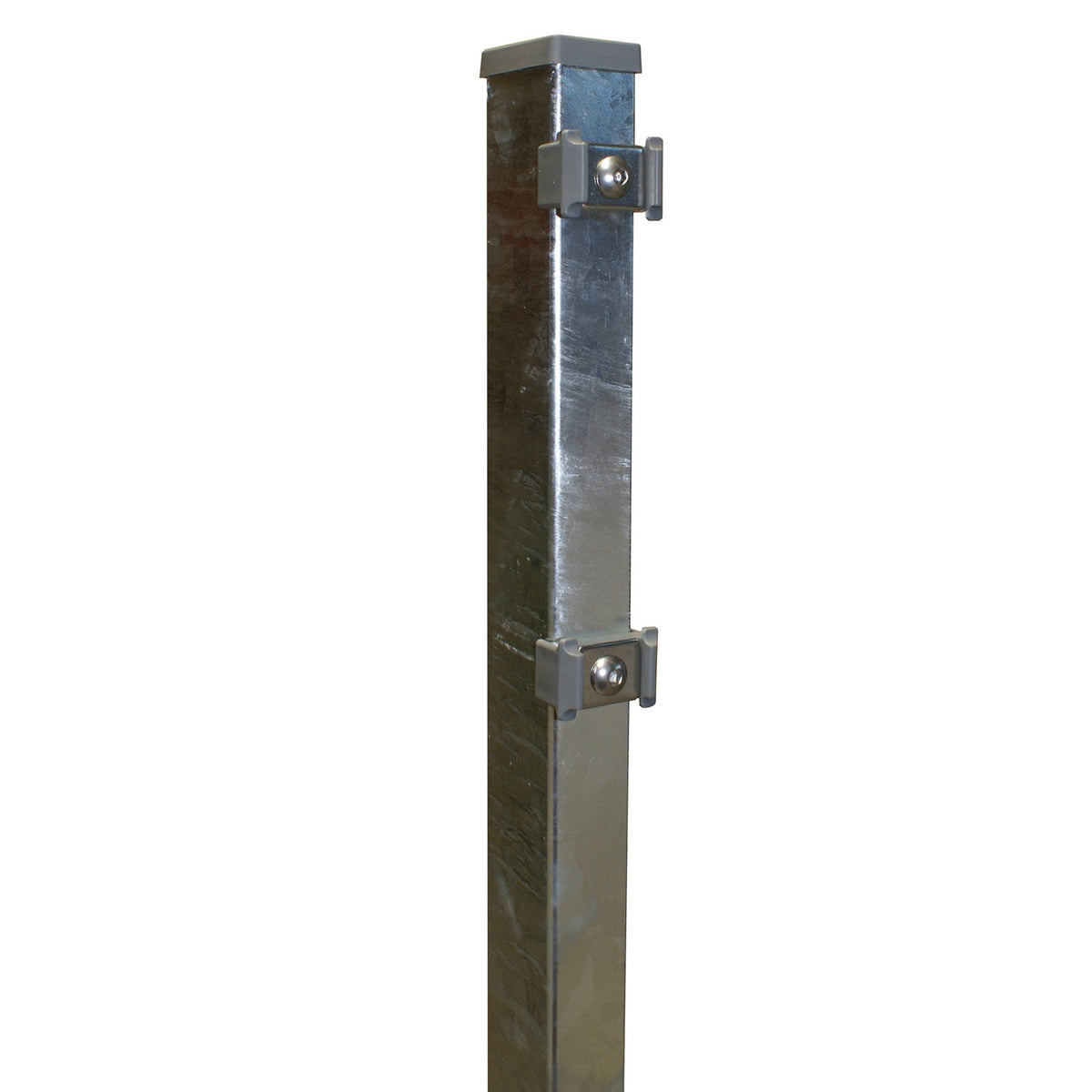 Pfostenprofil 60 × 40 mm mit Edelstahl-Klemmplatte, feuerverzinkt – Detailansicht